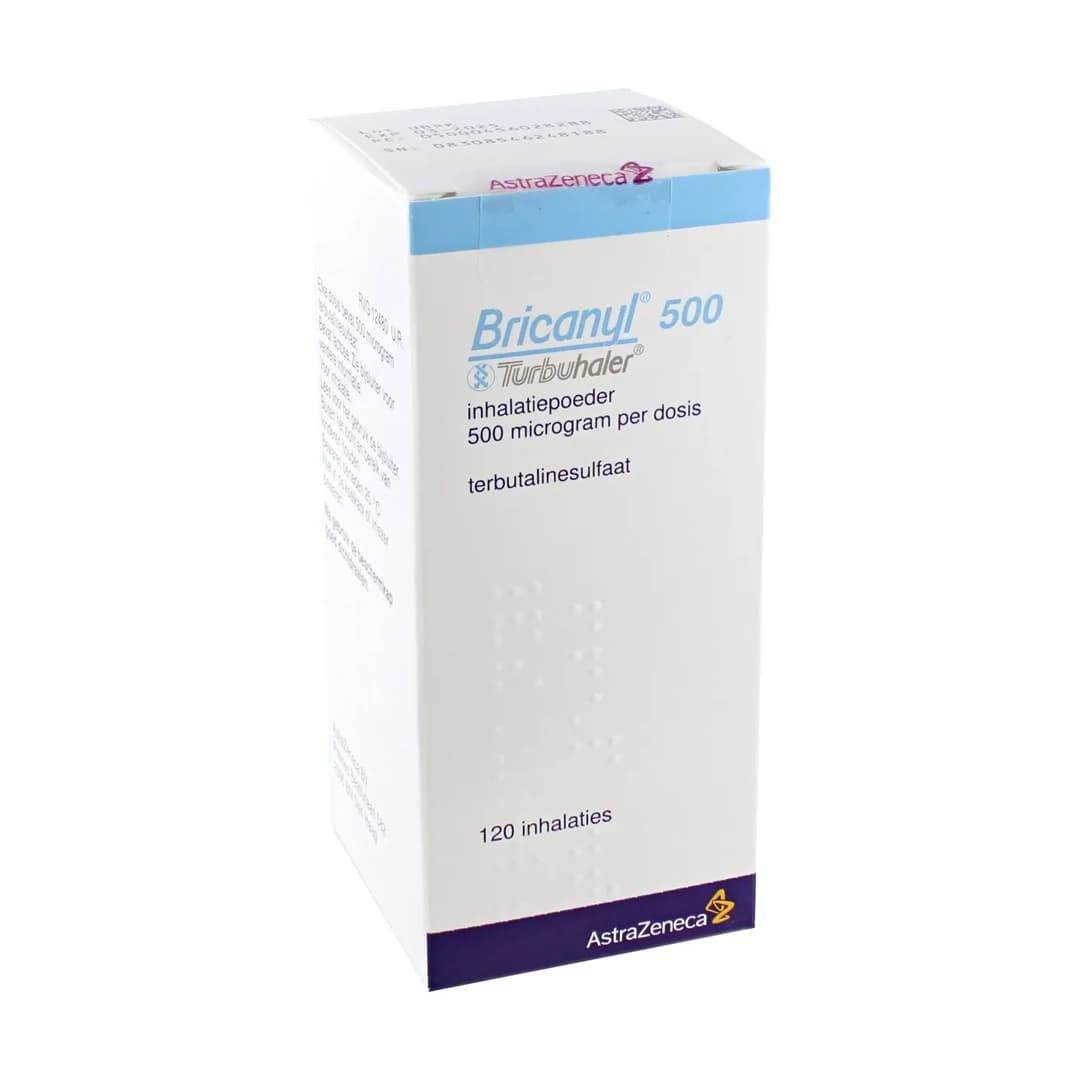Verpackung von Bricanyl Turbuhaler 500 Mikrogramm mit Terbutalin, 120 Inhalationen